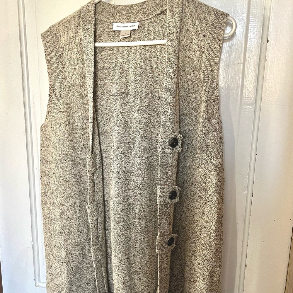 Christopher & Banks Heathered cream Sweater Vest